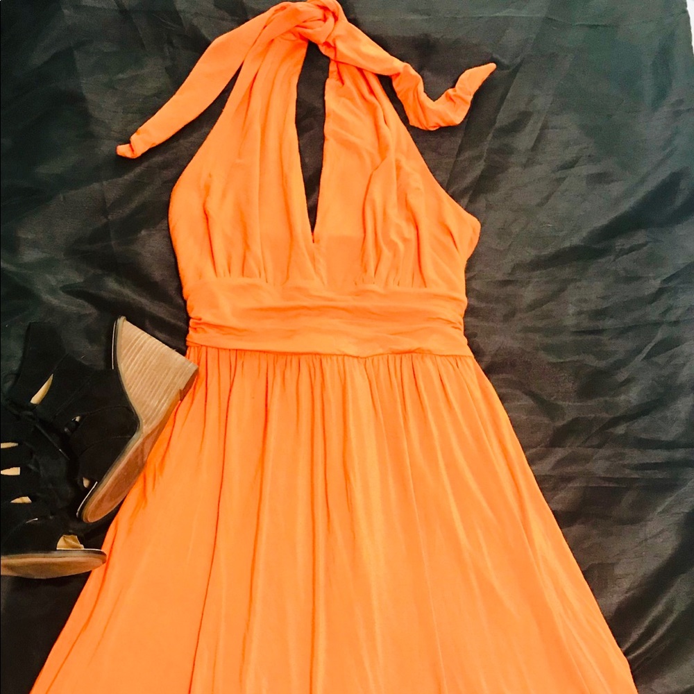 Orange halter sundress.